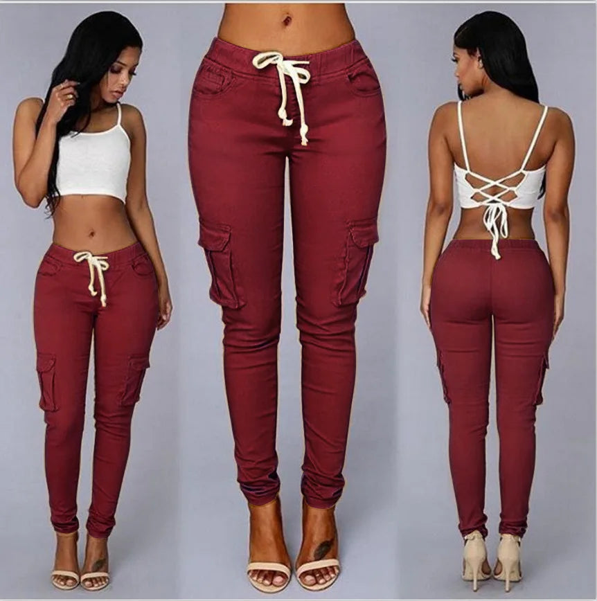 Slim-Fit Bleistifthose für Damen mit Kordelzug & Taschen
